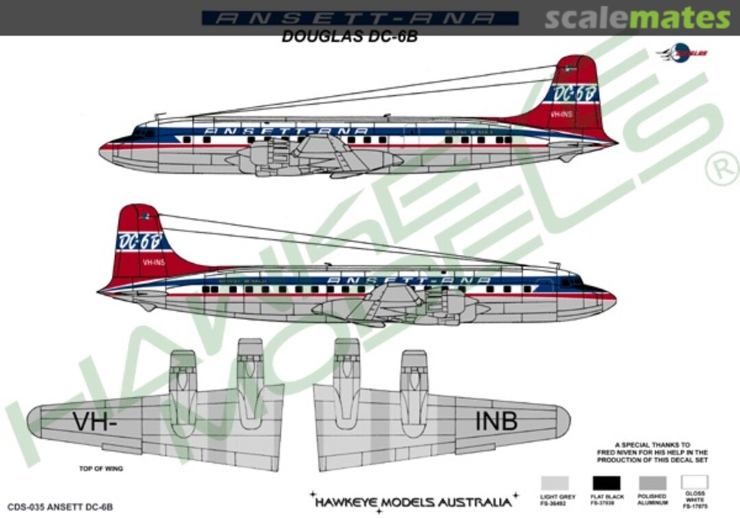 Boxart ANSETT-ANA, Douglas DC-6B, 1959 CDS-035 Hawkeye Models Boxart ANSETT-ANA, Douglas DC-6B, 1959 CDS-035 Hawkeye Models
