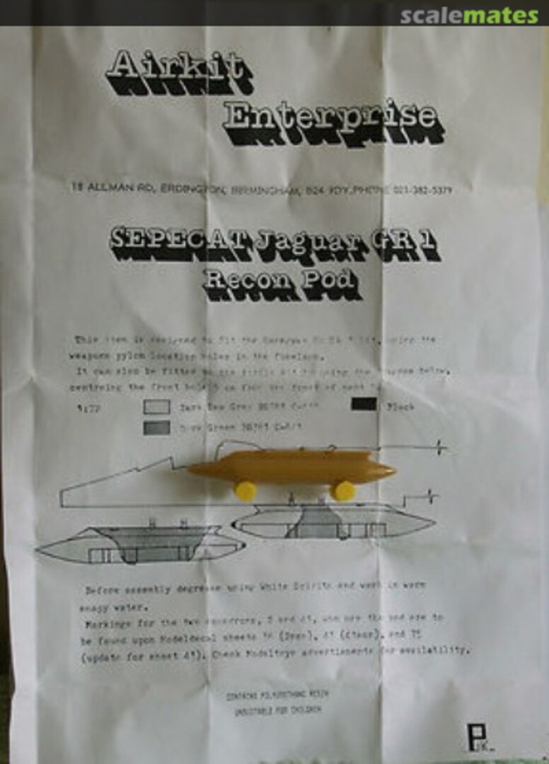 Boxart SEPECAT Jaguar Reconnaissance Pod AIR011 Airkit Enterprise Boxart SEPECAT Jaguar Reconnaissance Pod AIR011 Airkit Enterprise