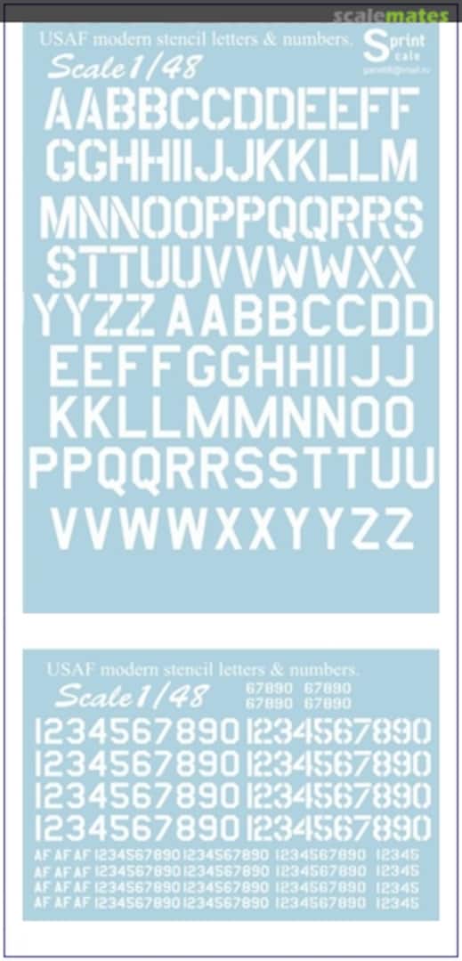 Boxart USAF modern stencil letters & numbers 48-003 Print Scale Boxart USAF modern stencil letters & numbers 48-003 Print Scale