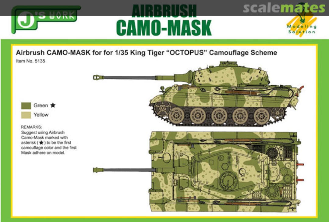 Boxart Airbrush Camo-Mask for King Tiger "OCTOPUS" Camouflage Scheme PPA5135 J's Work Boxart Airbrush Camo-Mask for King Tiger "OCTOPUS" Camouflage Scheme PPA5135 J's Work