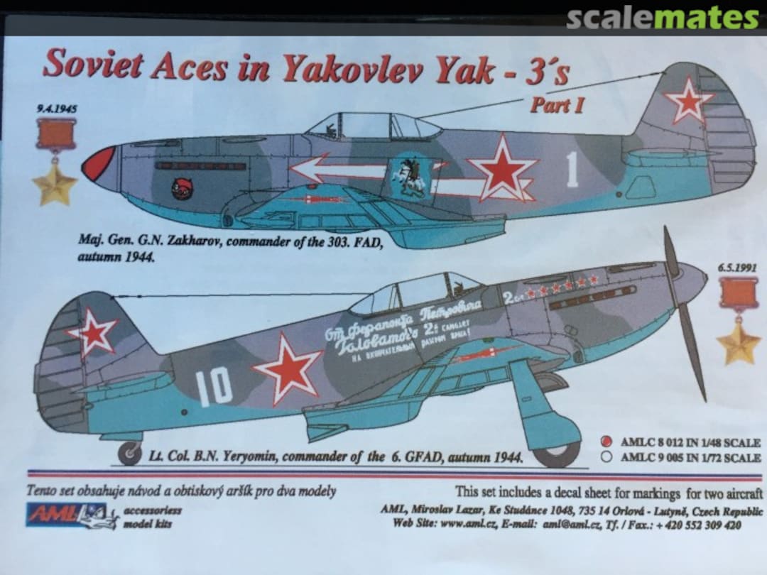 Boxart Soviet Aces in Yakovlev Yak-3's Part I AMLC8012 AML Boxart Soviet Aces in Yakovlev Yak-3's Part I AMLC8012 AML