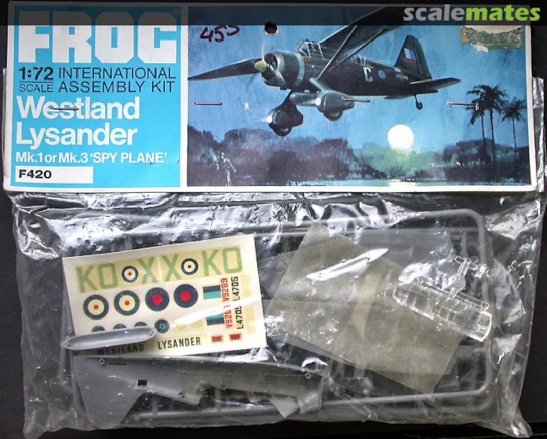 Boxart Westland Lysander Mk.1 or Mk.3 'Spy Plane' F420 FROG Boxart Westland Lysander Mk.1 or Mk.3 'Spy Plane' F420 FROG