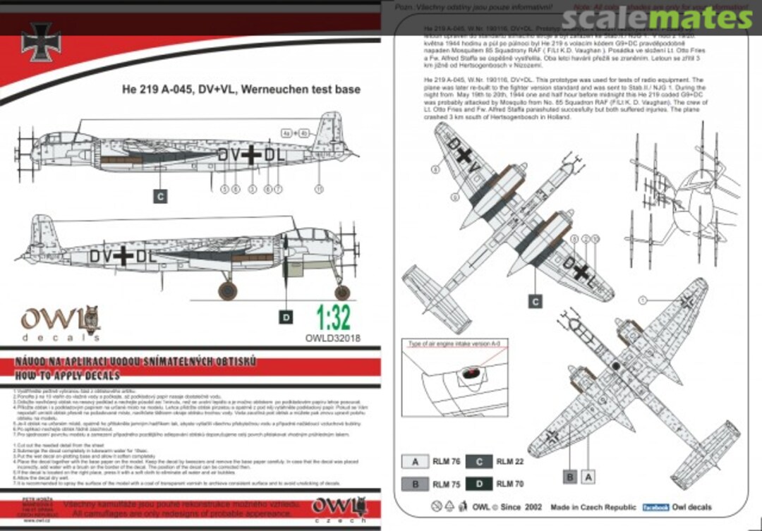 Boxart He 219 A-045, W.Nr. 190116, DV+DL D32018 OWL Boxart He 219 A-045, W.Nr. 190116, DV+DL D32018 OWL