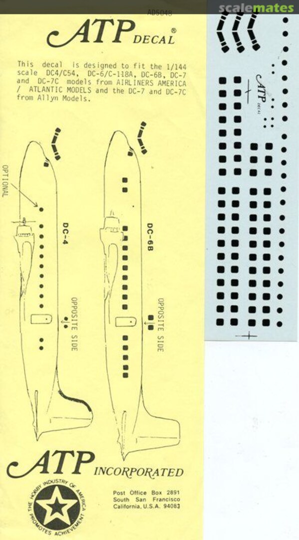 Boxart Douglas DC-4/C-54, DC-6A/C-118, DC-6B, DC-7, DC-7C Windows AD5048 ATP Airliners America