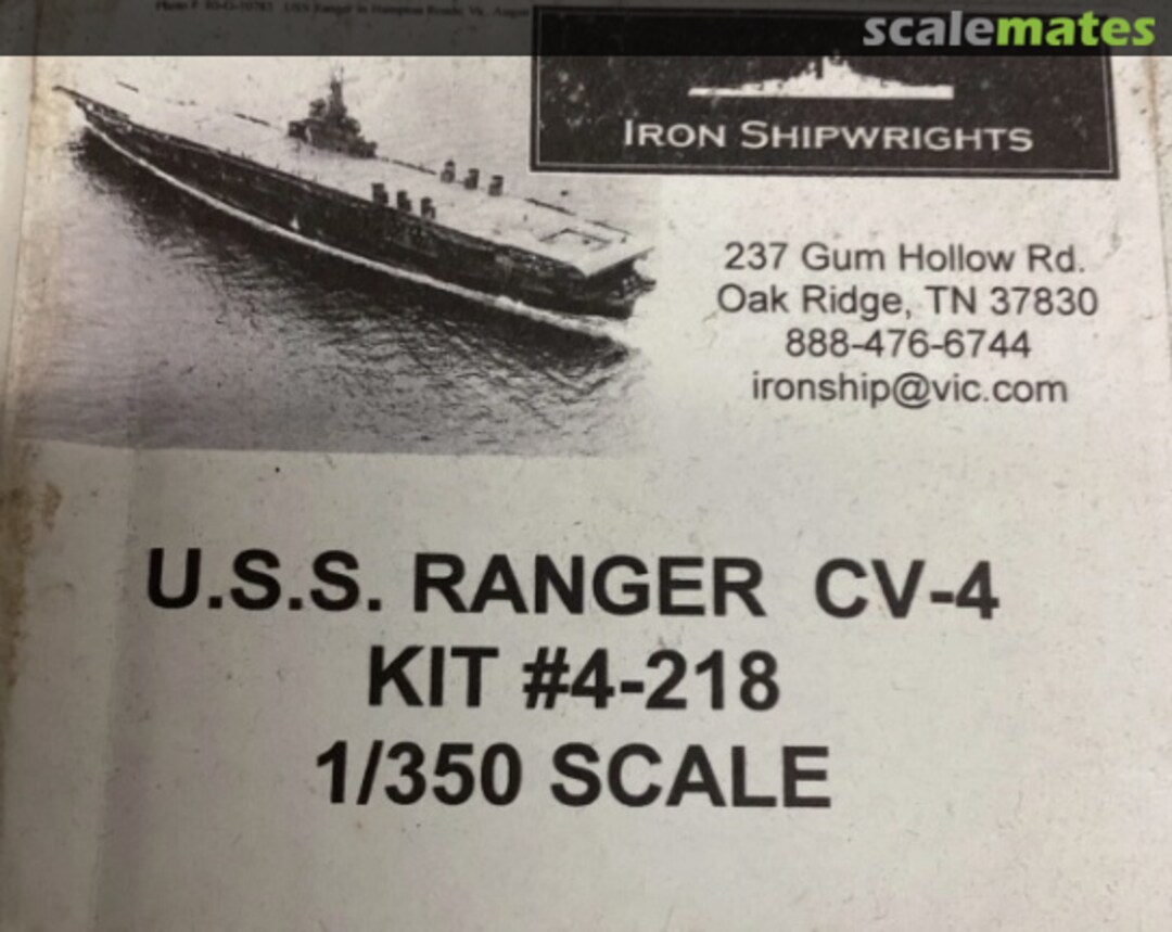 Boxart USS Ranger CV-4 4-218 Iron Shipwrights