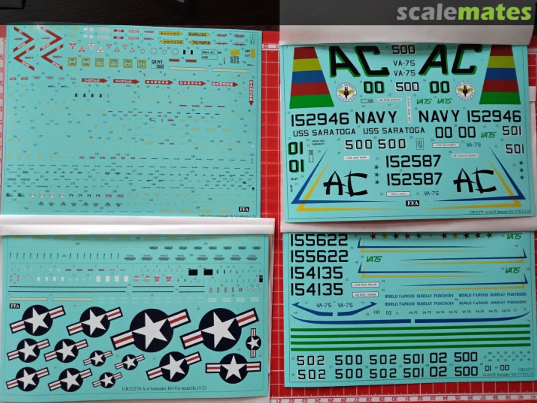 Contents A-6A/E Intruder VA-75 Pt.I with stencils UR32273 UpRise Decal Contents A-6A/E Intruder VA-75 Pt.I with stencils UR32273 UpRise Decal