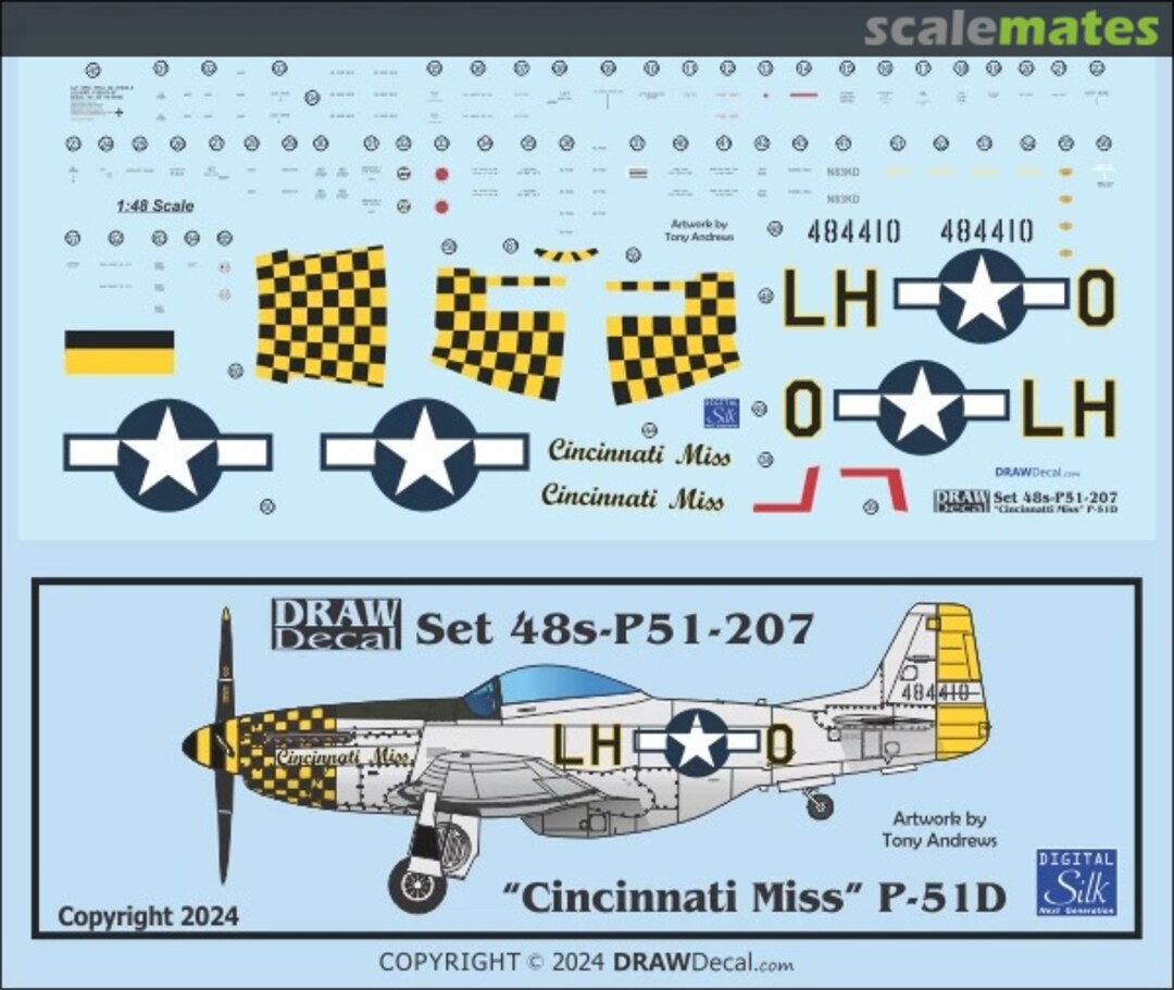 Boxart “Cincinnati Miss” P-51D 48-P51-207 Draw Decal Boxart “Cincinnati Miss” P-51D 48-P51-207 Draw Decal