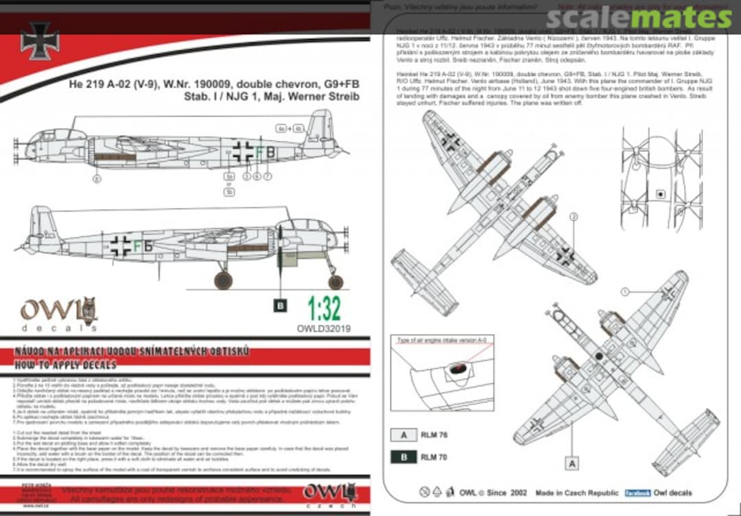 Boxart He 219 A-02 (V-9), W.Nr. 190009, G9+FB, Stab.I/NJG 1 D32019 OWL