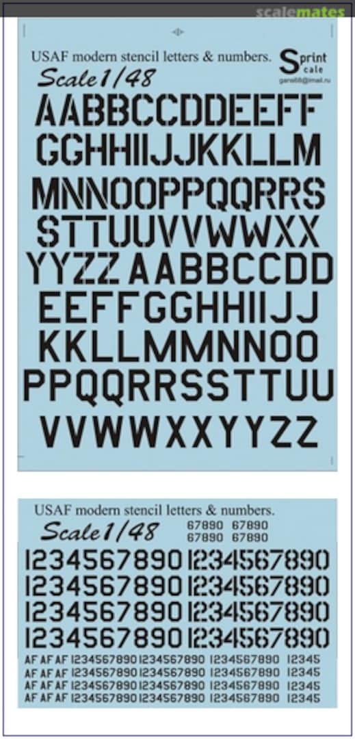 Boxart USAF modern stencil letters & numbers 48-005 Print Scale Boxart USAF modern stencil letters & numbers 48-005 Print Scale