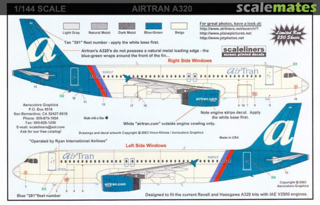 Boxart AirTran Airbus A320 SL4-52 Scaleliners Decals Boxart AirTran Airbus A320 SL4-52 Scaleliners Decals