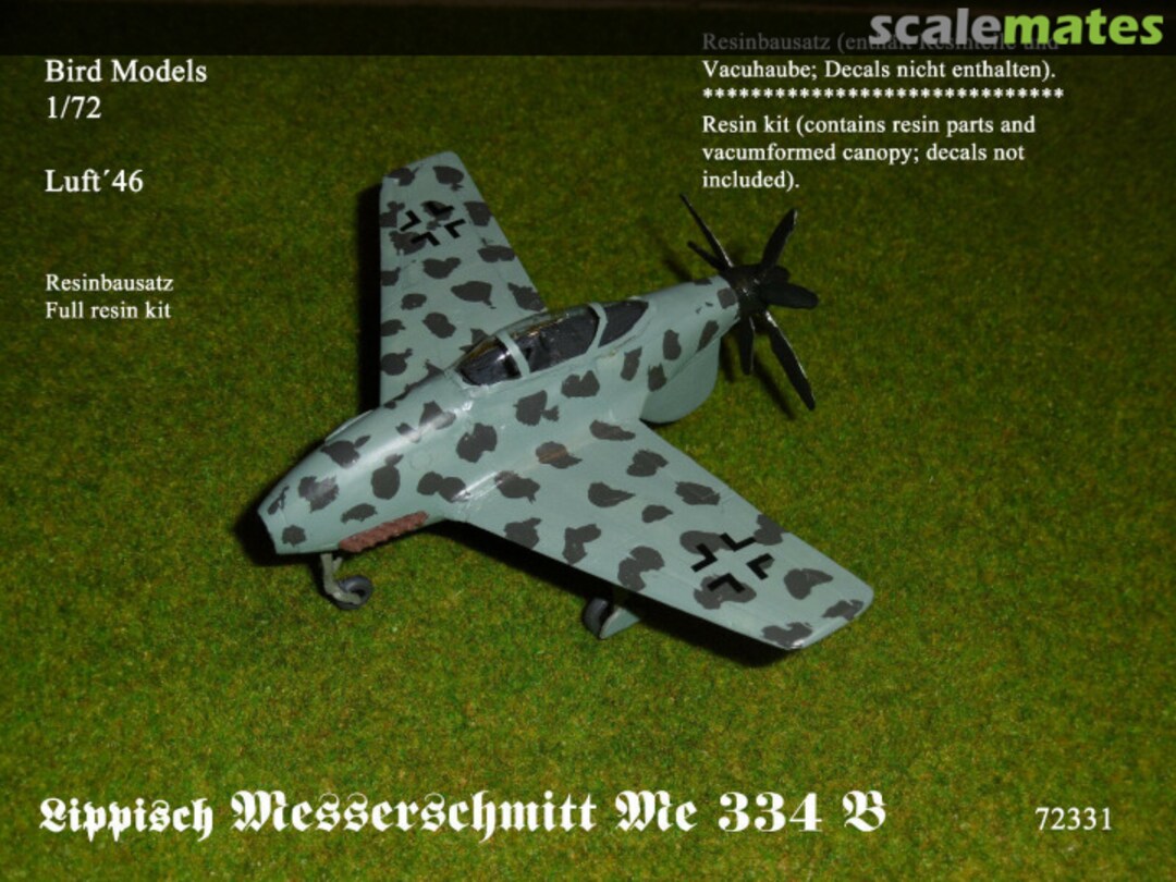 Boxart Lippisch Messerschmitt Me 334 B 72331 Bird Models