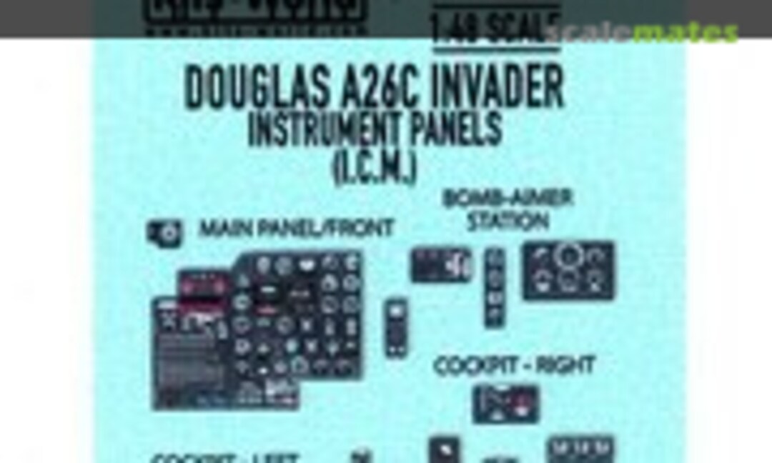 1:48 Decals A-26C INVADER INSTRUMNENT PANEL SET ICM Kit (Kits-World KW3D1481069) KW3D1481069