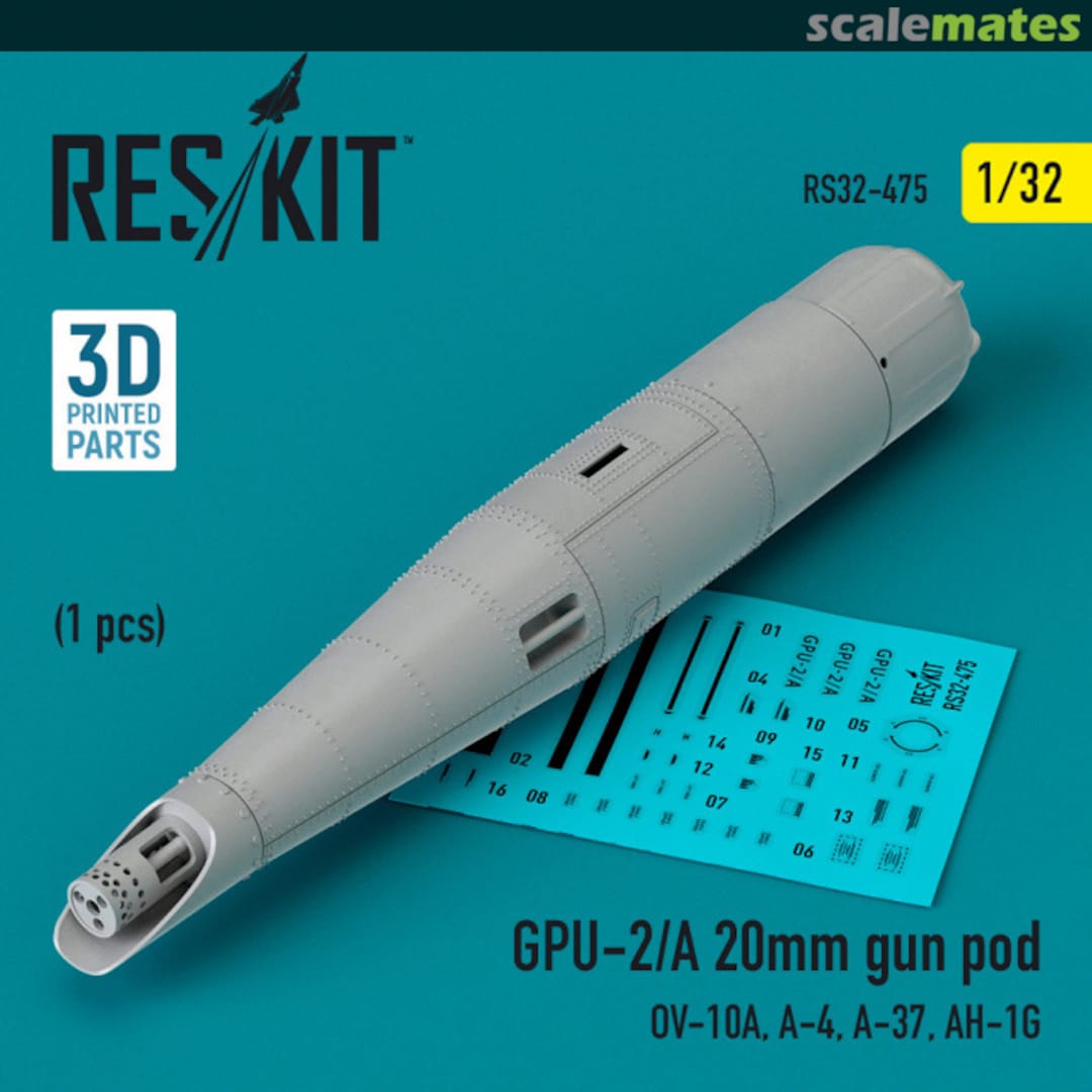 Boxart GPU-2/A 20mm gun pod (1 pc) (3D Printed) RS32-0475 ResKit Boxart GPU-2/A 20mm gun pod (1 pc) (3D Printed) RS32-0475 ResKit