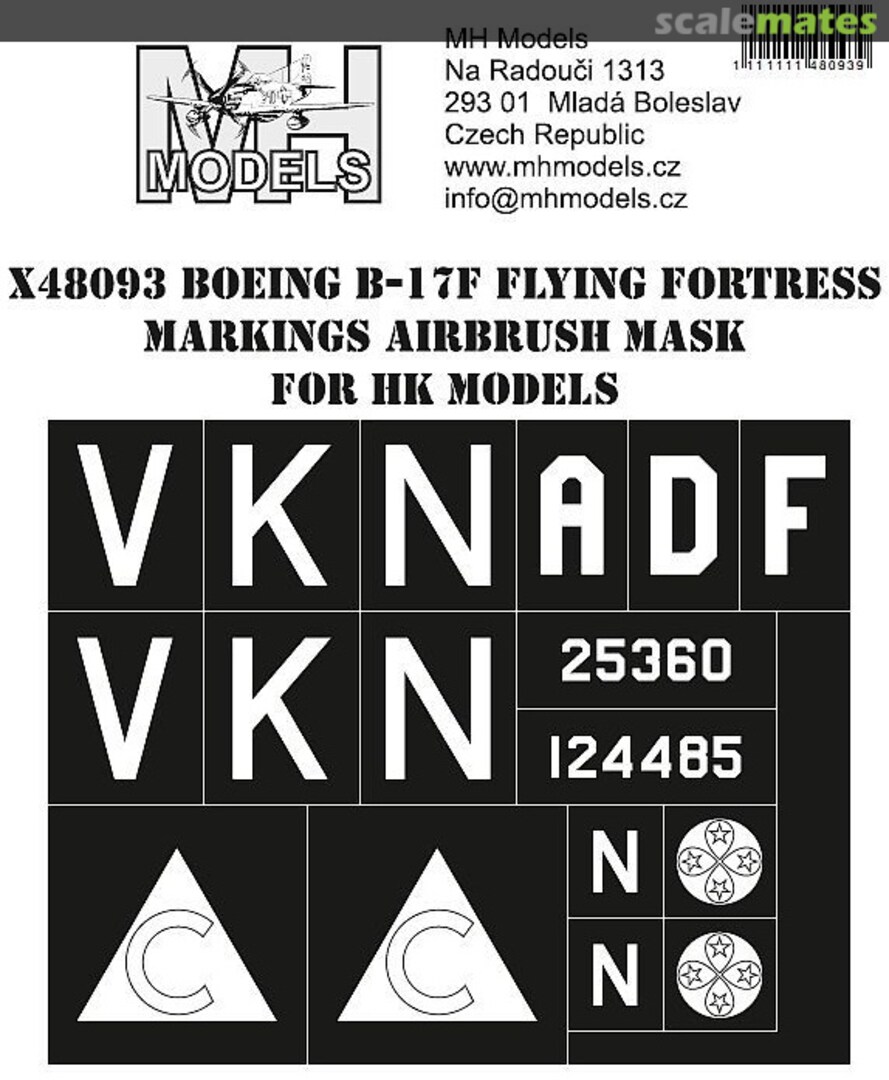 Boxart Boeing B-17F Flying Fortress Markings Airbrush Mask X48093 MH Models Boxart Boeing B-17F Flying Fortress Markings Airbrush Mask X48093 MH Models