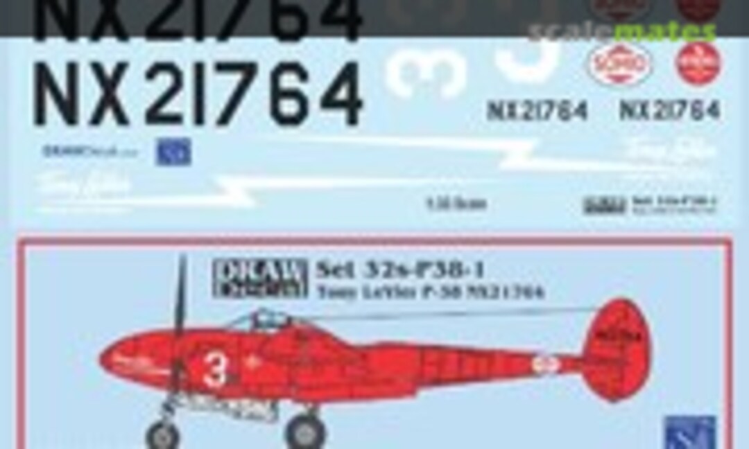 1:32 Tony LeVier P-38L NX21764 (Draw Decal 32-P38-1) 32-P38-1