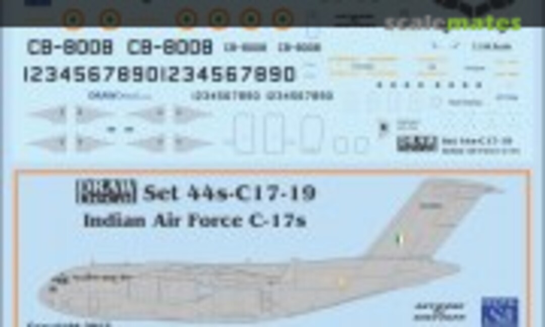 1:144 Indian Air Force C-17s (Draw Decal 44-C17-19) 44-C17-19