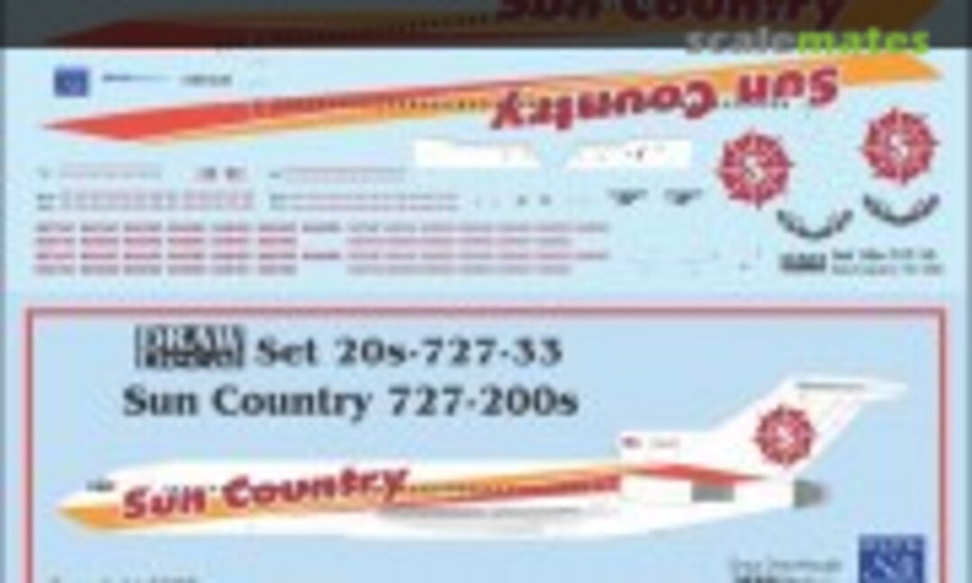 1:200 Sun Country 727-200s (Draw Decal 20-727-33) 20-727-33