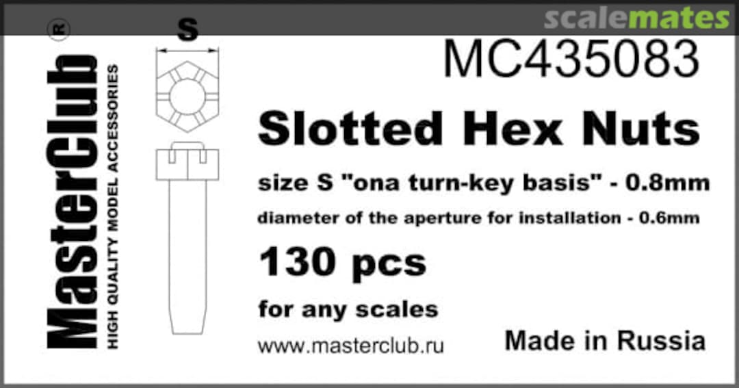 Boxart Slotted Hex Nuts, size S - Ã˜0.8mm; 130 pcs. MC435083 MasterClub