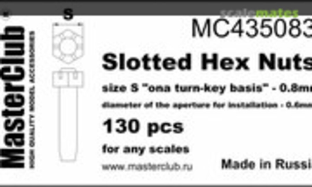 1:35 Slotted Hex Nuts, size S - Ø0.8mm; 130 pcs. (MasterClub MC435083) MC435083