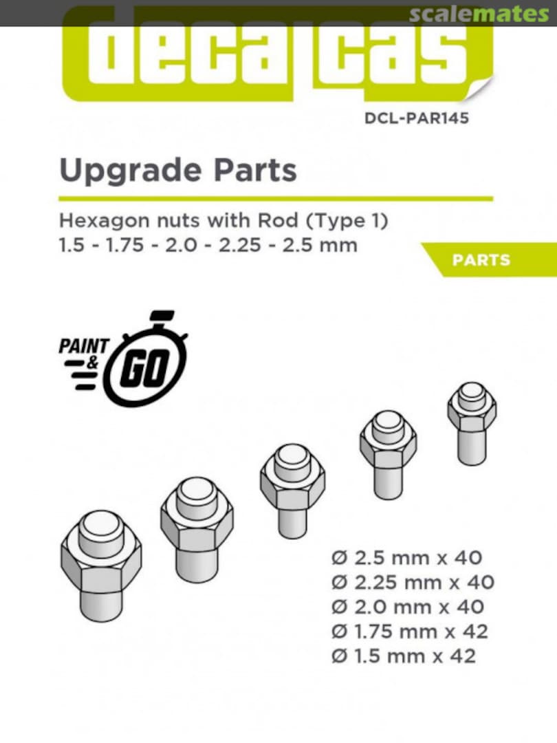 Boxart Hexagon nuts with rod - type 1 DCL-PAR145 Decalcas Boxart Hexagon nuts with rod - type 1 DCL-PAR145 Decalcas