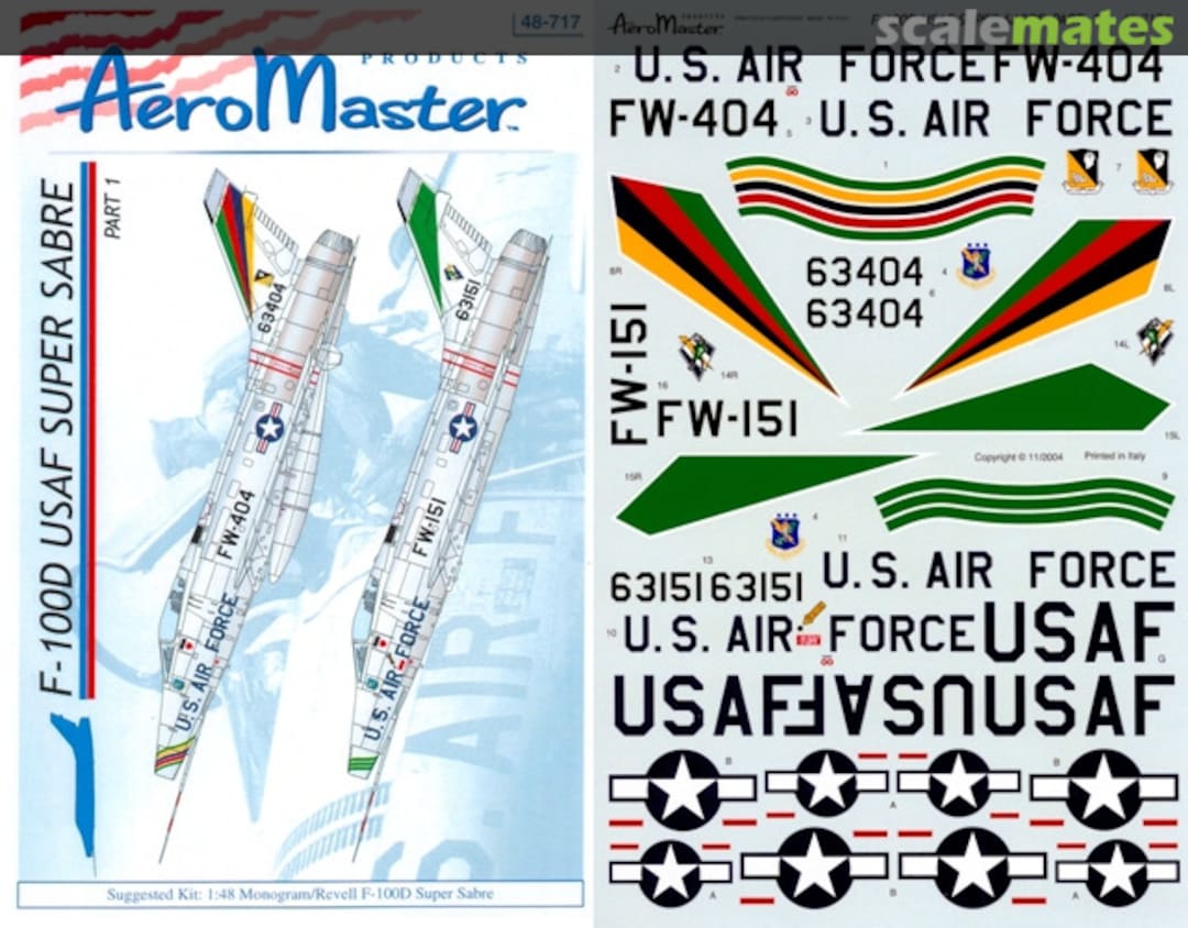Boxart F-100D USAF Super Sabre Part 1 48-717 AeroMaster Boxart F-100D USAF Super Sabre Part 1 48-717 AeroMaster