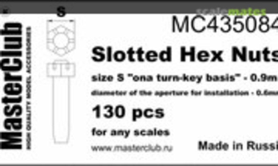 1:35 Slotted Hex Nuts, size S - Ø0.9mm; 130 pcs. (MasterClub MC435084) MC435084