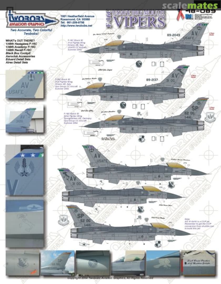 Boxart F-16C USAFE Big Mouth Vipers 48-089 TwoBobs Aviation Graphics Boxart F-16C USAFE Big Mouth Vipers 48-089 TwoBobs Aviation Graphics