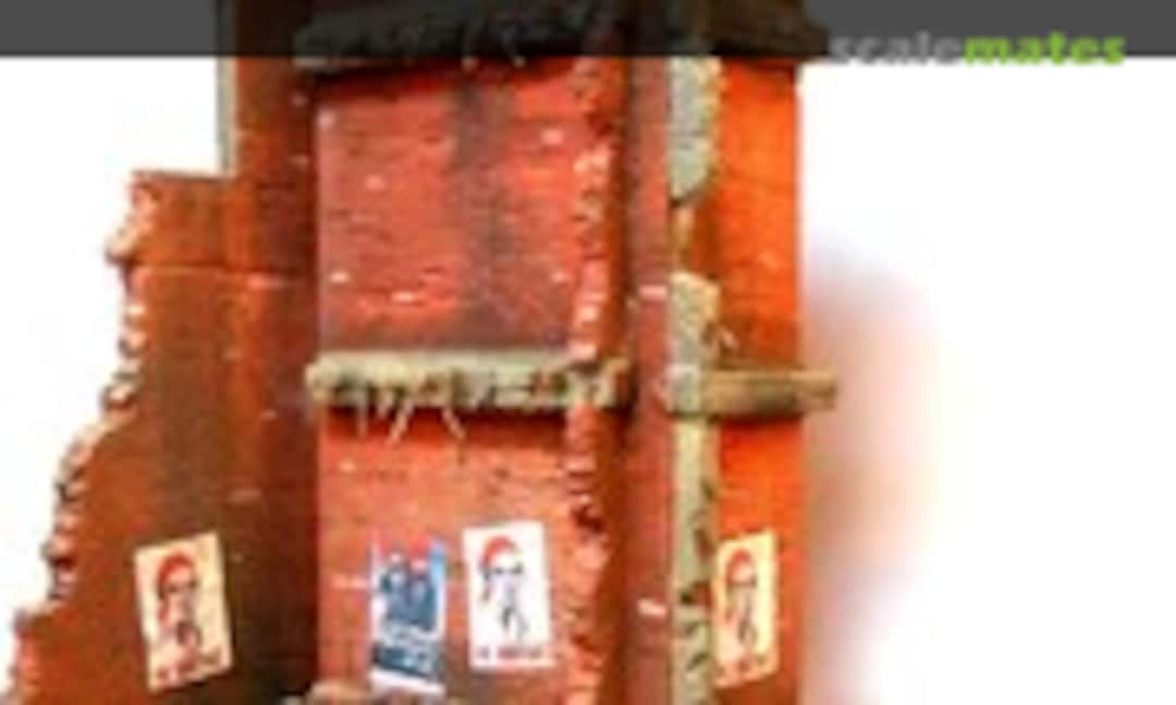 1:35 Stalingrad Shakedown Ruined Walls, Rebar, Rubble w/Base (8"x10") (Dioramas Plus DP22)