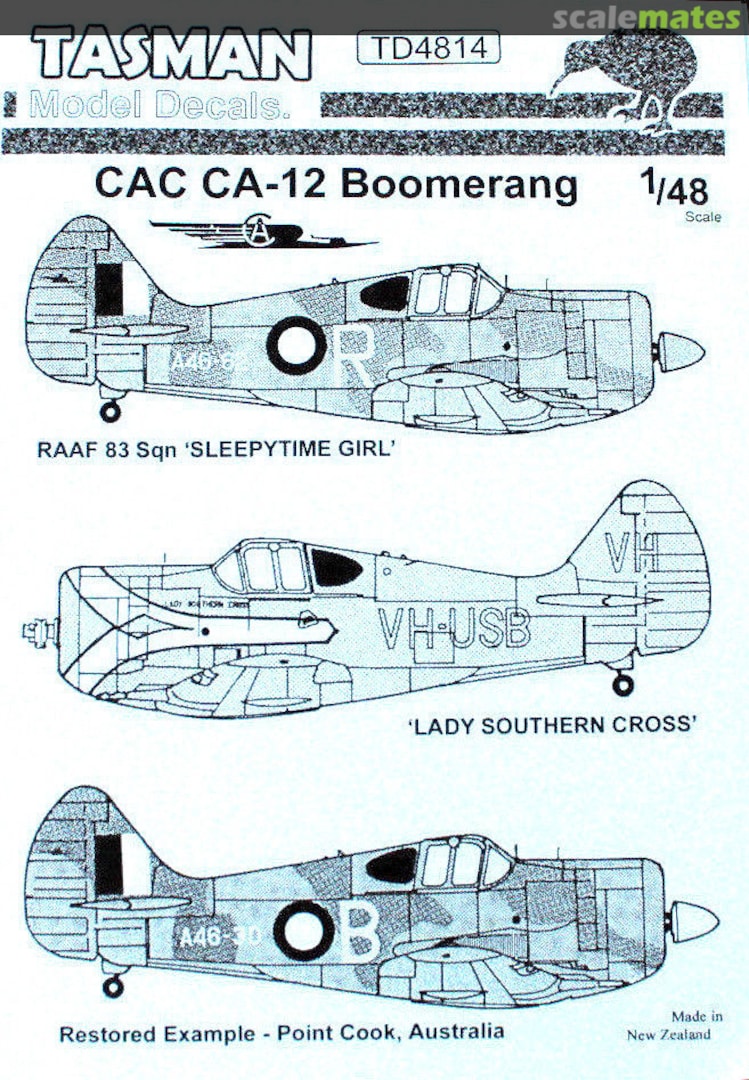 Boxart CAC CA-12 Boomerang TD4814 Tasman Model Products Boxart CAC CA-12 Boomerang TD4814 Tasman Model Products