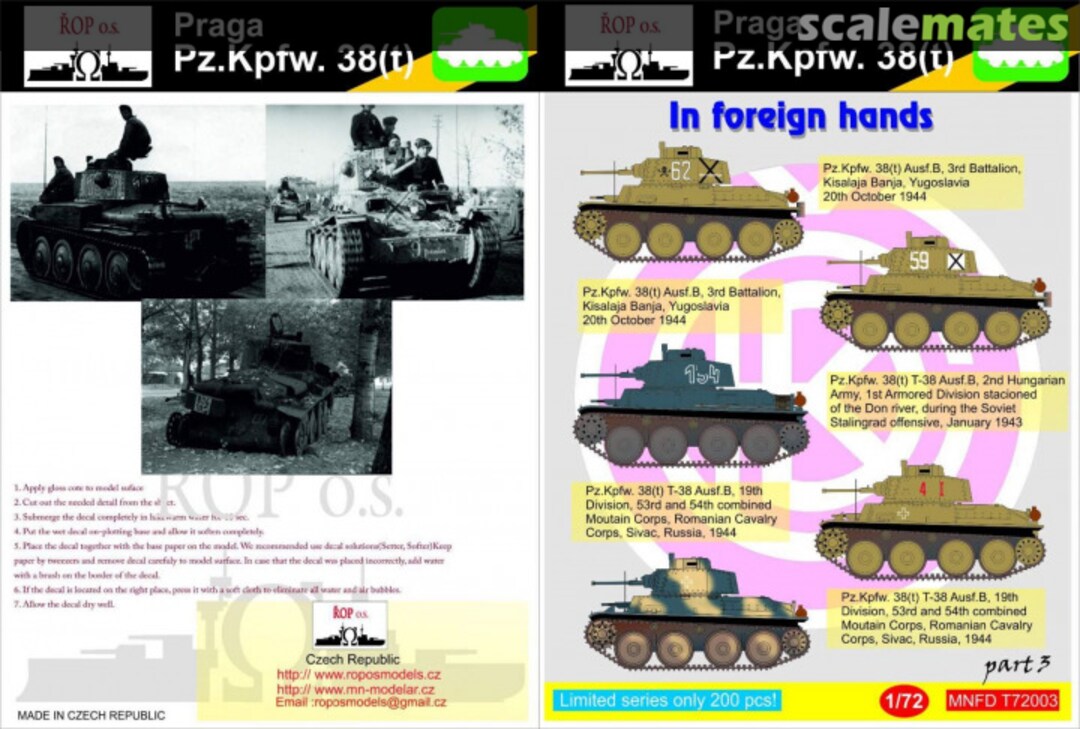 Boxart Praga Pz.Kpfw. 38(t) - In foreign hands MNFDT72003 ROP o.s. Boxart Praga Pz.Kpfw. 38(t) - In foreign hands MNFDT72003 ROP o.s.