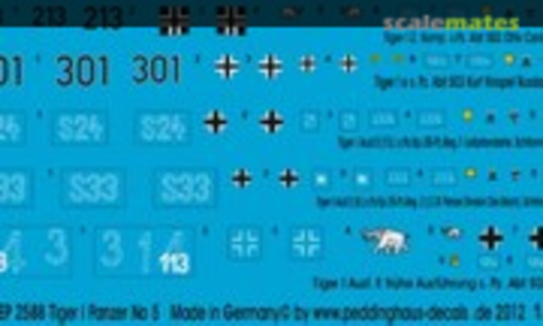 1:87 5 Tiger I Panzer (Peddinghaus-Decals EP 2588) EP 2588