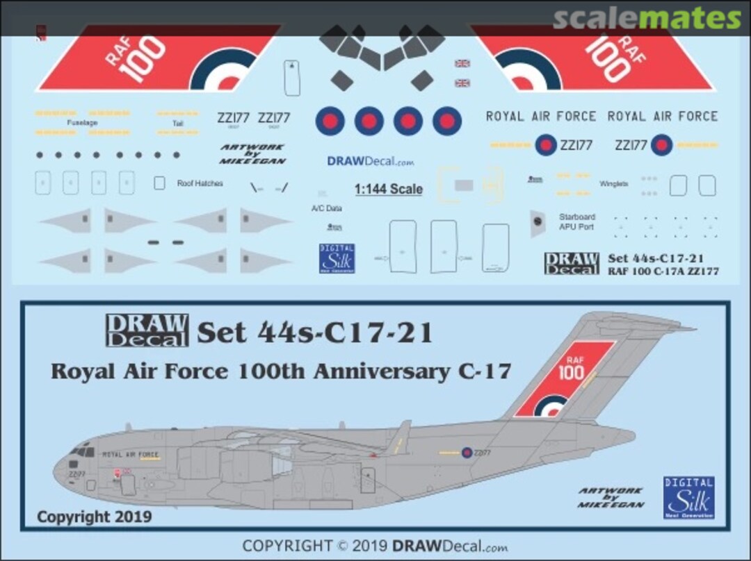 Boxart Royal Air Force 100th Anniversary C-17A 44-C17-21 Draw Decal Boxart Royal Air Force 100th Anniversary C-17A 44-C17-21 Draw Decal