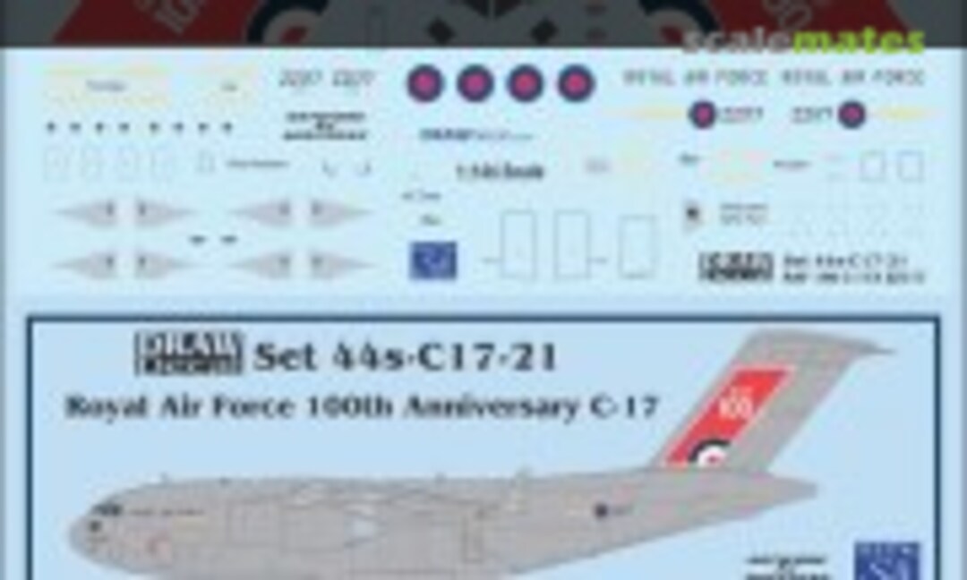 1:144 Royal Air Force 100th Anniversary C-17A (Draw Decal 44-C17-21) 44-C17-21