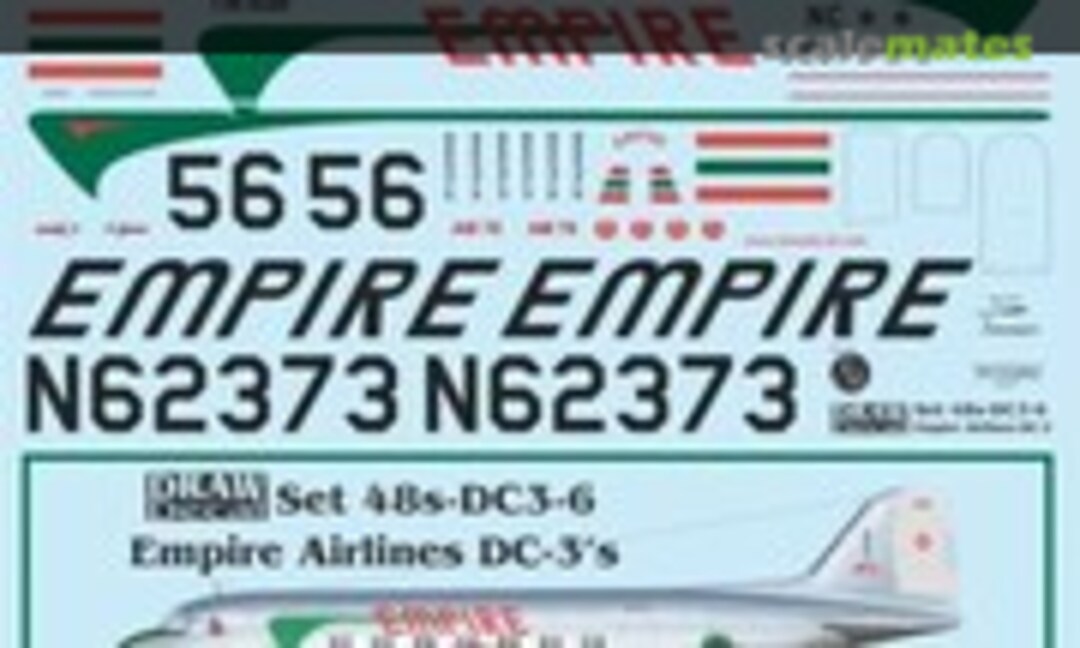1:48 Empire Airlines DC-3s (Draw Decal 48-DC3-6) 48-DC3-6