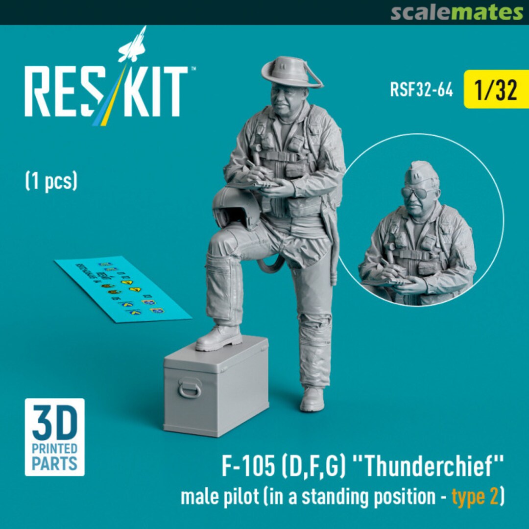 Boxart F-105 (D,F,G) Thunderchief male pilot (in a standing position - type 2) (1 pcs) RSF32-0064 ResKit