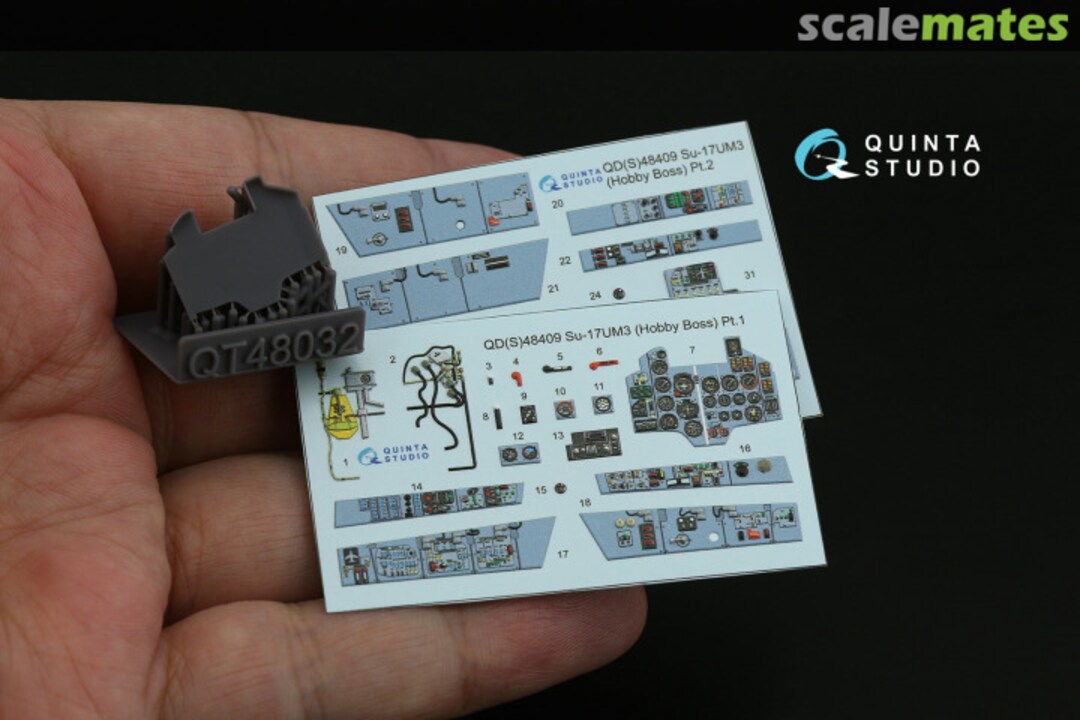 Contents Su-17UM3 Fitter-G interior 3D decals (with 3D-printed resin parts) QDS+48409 Quinta Studio Contents Su-17UM3 Fitter-G interior 3D decals (with 3D-printed resin parts) QDS+48409 Quinta Studio
