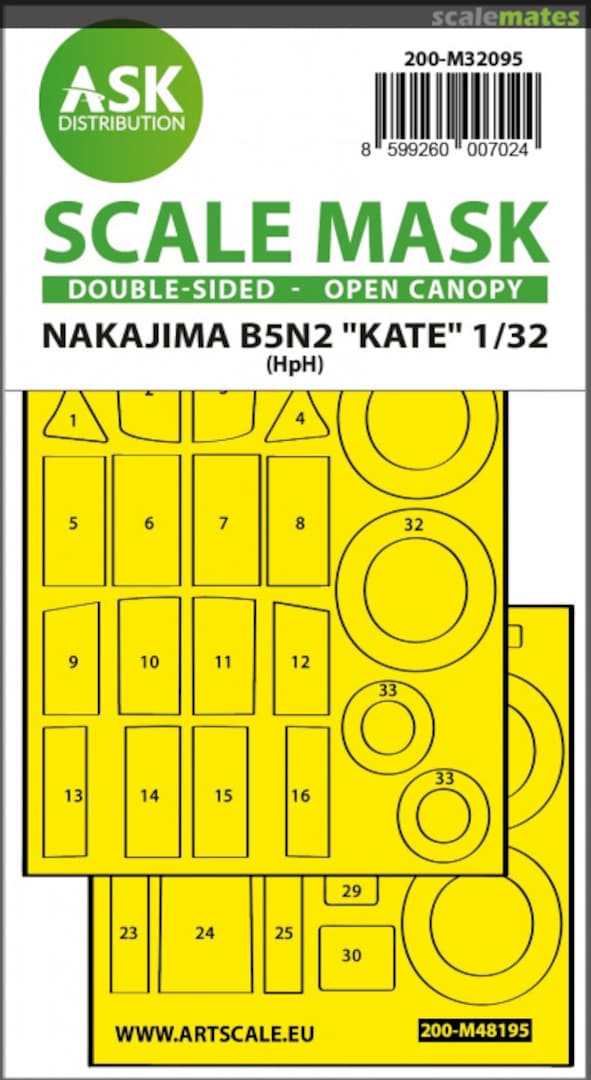 Boxart Nakajima B5N2 Kate - Open Canopy masks 200-M32095 ASK