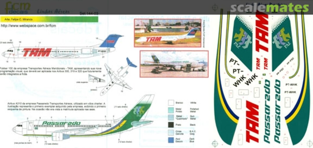 Boxart Lineas Aereas: Fokker 100: TAM; Airbus A-310: Passaredo 144-03 FCM Boxart Lineas Aereas: Fokker 100: TAM; Airbus A-310: Passaredo 144-03 FCM