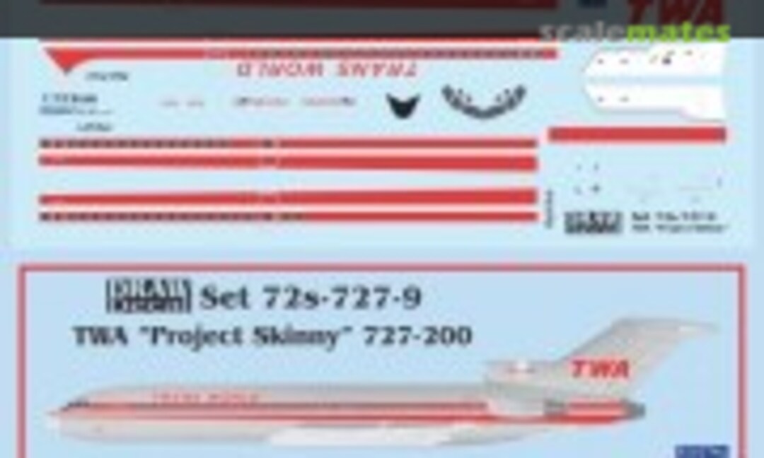 1:72 TWA Project Skinny 727-200 (Draw Decal 72-727-9) 72-727-9