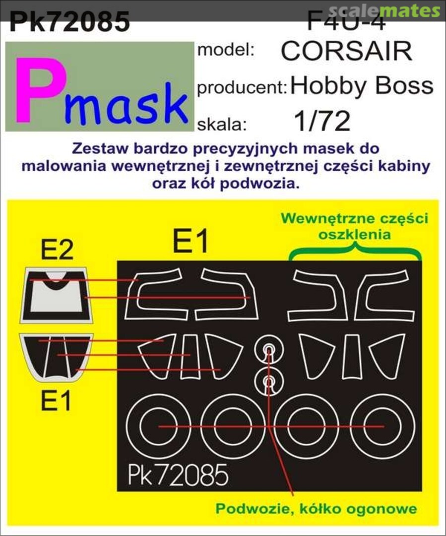 Boxart F4U-4 Corsair - canopy and wheel masks PK72085 Pmask Boxart F4U-4 Corsair - canopy and wheel masks PK72085 Pmask
