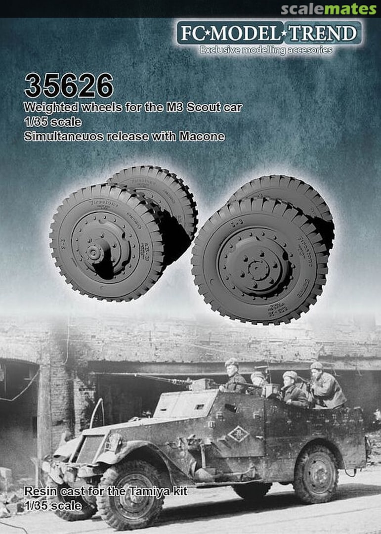 Boxart Weighted Wheels for M3 Scout Car 35626 FC Model Trend Boxart Weighted Wheels for M3 Scout Car 35626 FC Model Trend