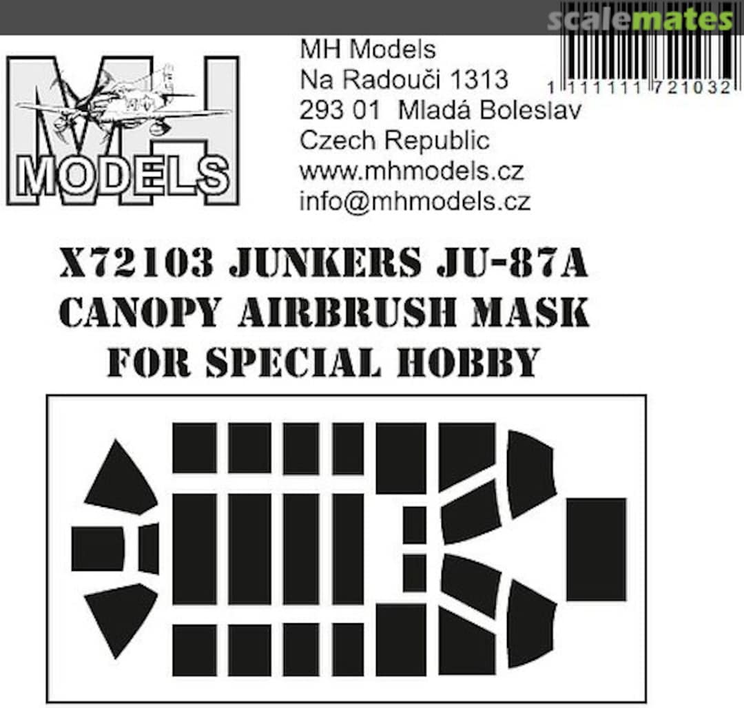 Boxart Junkers Ju-87A Canopy Airbrush Mask X72103 MH Models Boxart Junkers Ju-87A Canopy Airbrush Mask X72103 MH Models