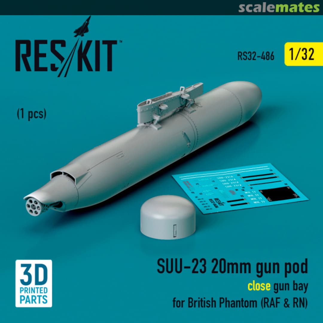 Boxart SUU-23 20mm gun pod (close gun bay) for British Phantom (RAF & RN) (1 pc) (3D Printed) RS32-0486 ResKit Boxart SUU-23 20mm gun pod (close gun bay) for British Phantom (RAF & RN) (1 pc) (3D Printed) RS32-0486 ResKit