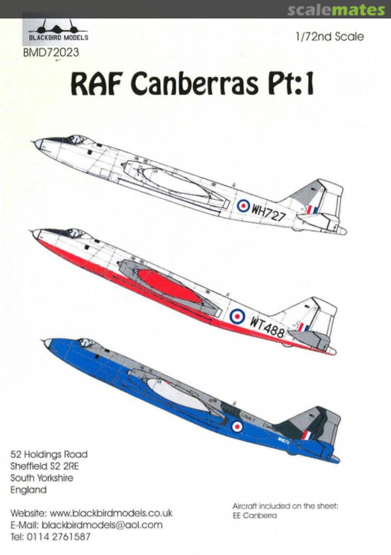 Boxart Decals - RAF Canberras Pt 1 BMD72023 Blackbird Models Boxart Decals - RAF Canberras Pt 1 BMD72023 Blackbird Models