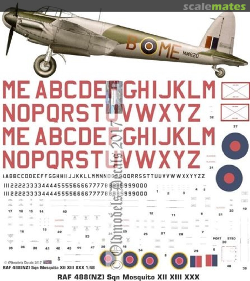 Boxart RAF 488(NZ) Sqn Mosquitos XII XIII XXX OMD0754 Oldmodels Decals Boxart RAF 488(NZ) Sqn Mosquitos XII XIII XXX OMD0754 Oldmodels Decals