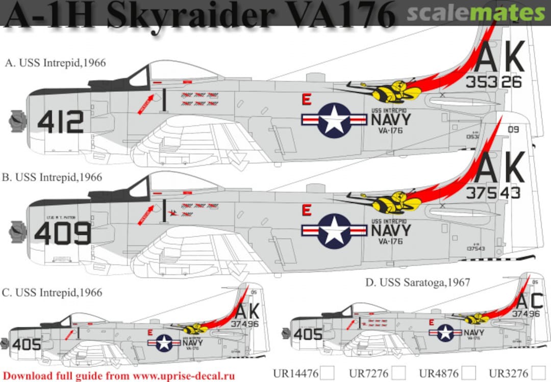 Boxart A-1H Skyrader VA-176 UR4876 UpRise Decal Boxart A-1H Skyrader VA-176 UR4876 UpRise Decal