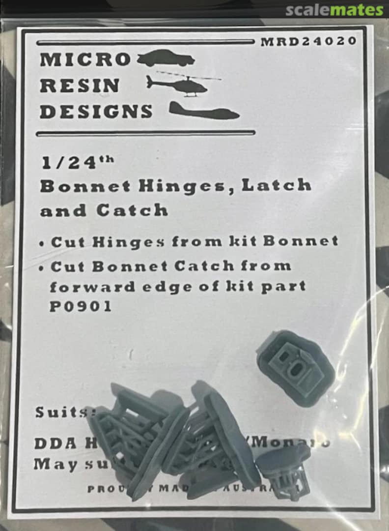 Boxart Holden HQ/HJ Bonnet Hinges Latch Catch MRD24020 Micro Resin Designs