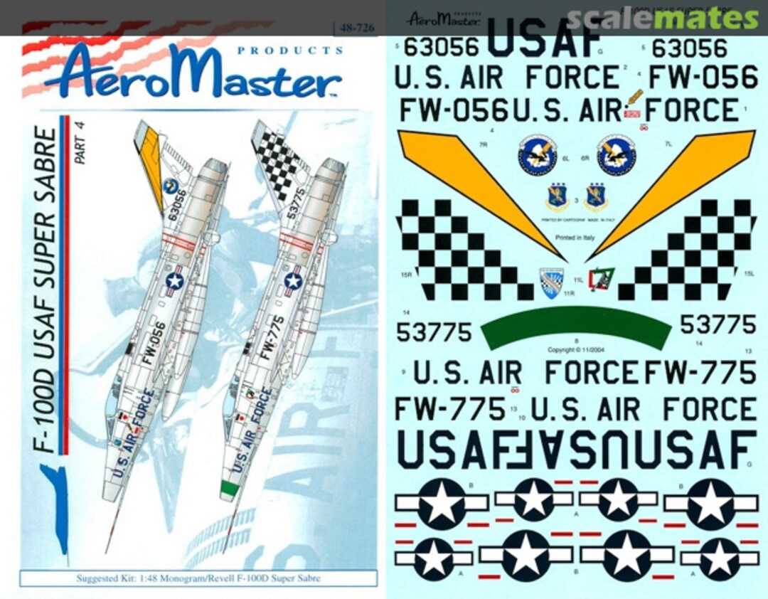Boxart F-100D USAF Super Sabre Part 4 48-726 AeroMaster Boxart F-100D USAF Super Sabre Part 4 48-726 AeroMaster
