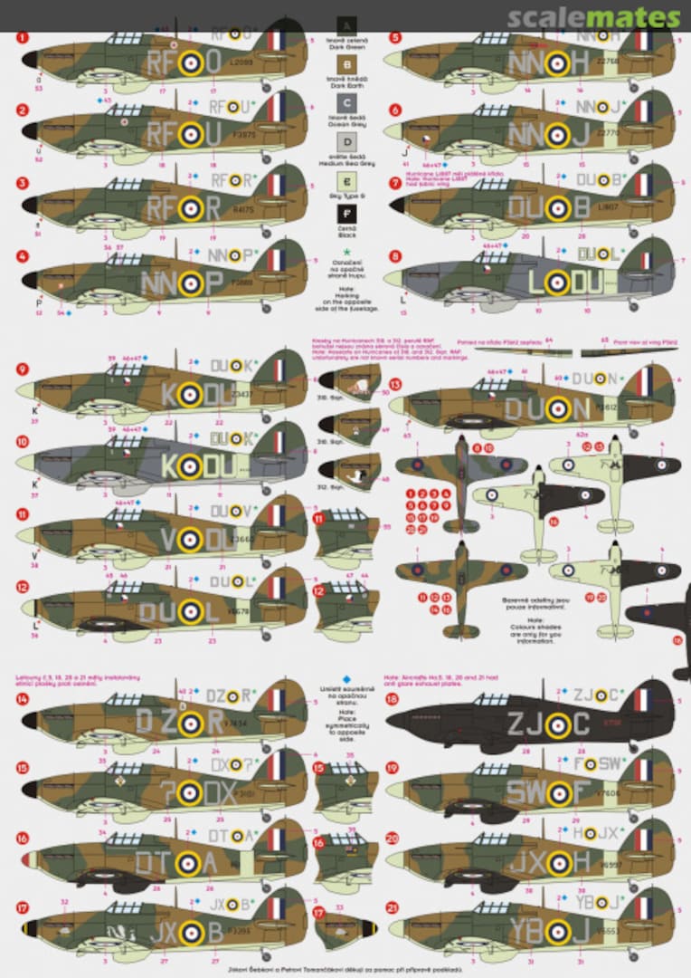 Boxart Hawker Hurricane Mk.I/II in RAF (Czechoslovak) Squadrons 72010U DK Decals