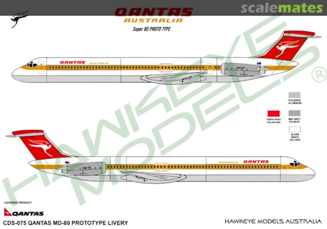 Boxart QANTAS, MMD MD-80, 1984-2007 scheme (Prototype livery) CDS-075 Hawkeye Models Boxart QANTAS, MMD MD-80, 1984-2007 scheme (Prototype livery) CDS-075 Hawkeye Models